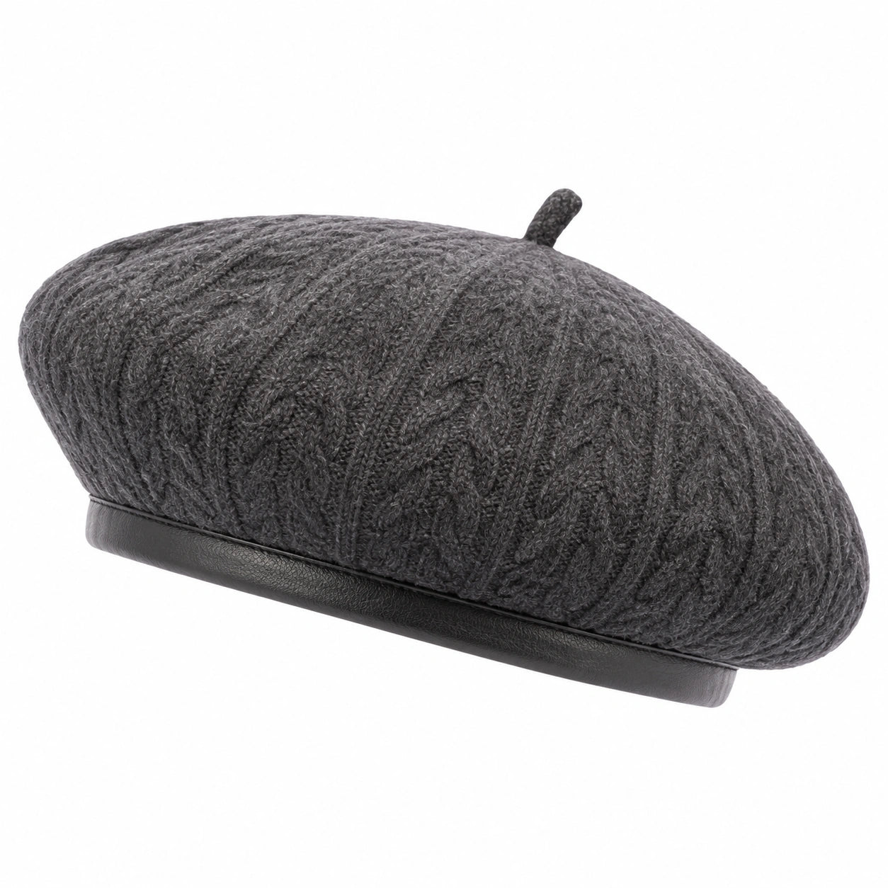 Béret taille unique en maille gris foncé style classique