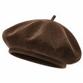 Béret taille unique en velours côtelé marron style décontracté