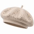Béret taille unique en maille écru ajourée style classique