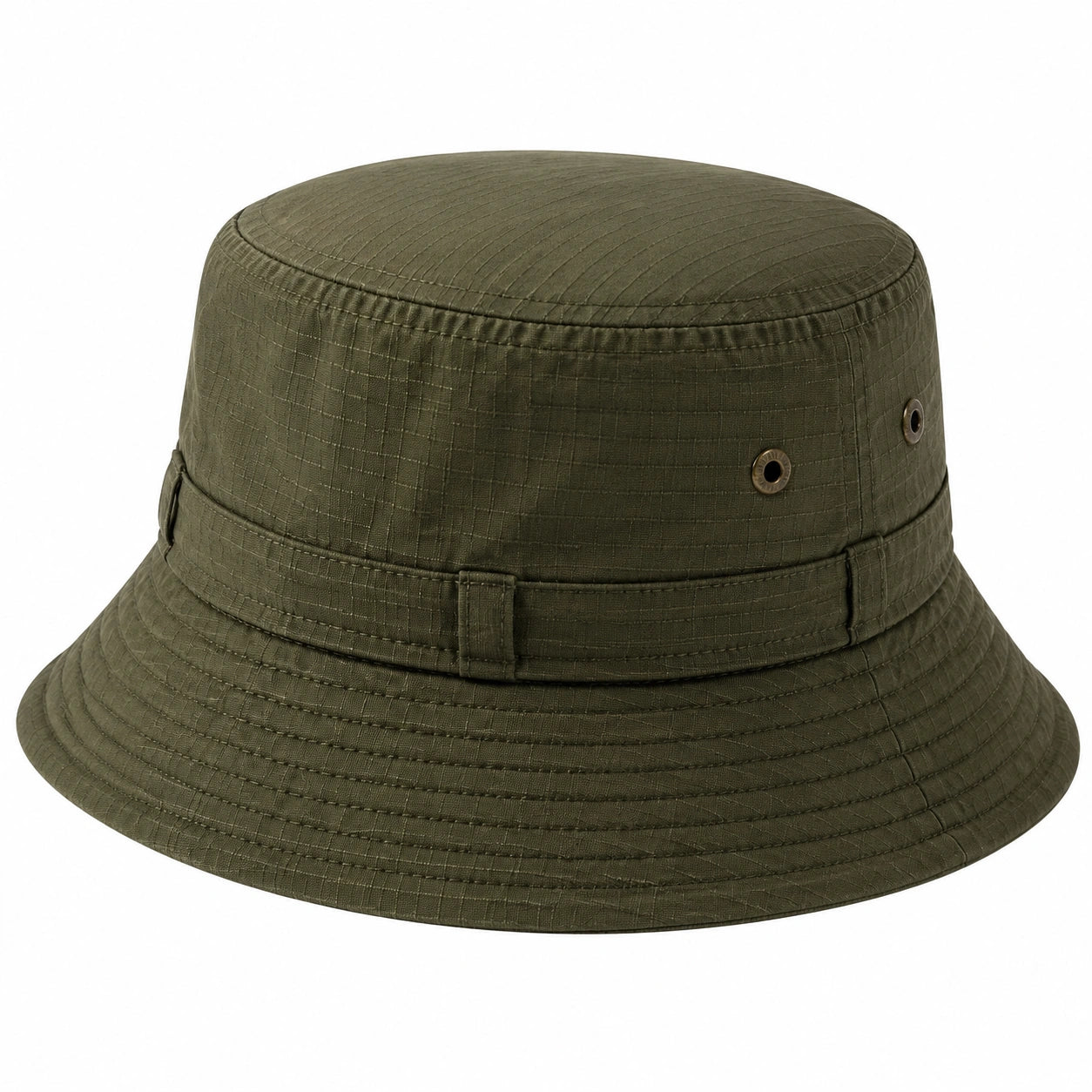 Chapeau bob taille unique en tissu vert kaki - style utilitaire à bord souple