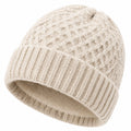 Bonnet taille unique en maille crème doublé style torsadé pour hiver