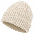 Bonnet taille unique en tricot côtelé écru à revers pour usage quotidien