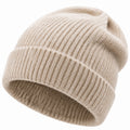 Bonnet en maille taille unique écru à revers côtelé