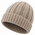 Bonnet taille unique en maille beige à revers style côtelé