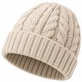 Bonnet taille unique en maille écru à revers style torsadé