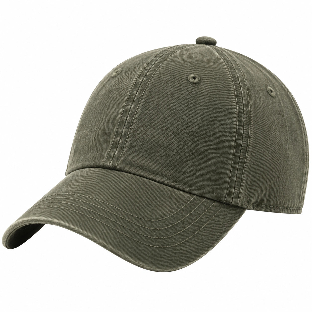 Casquette de baseball taille unique en coton vert olive - visière courbée style décontracté