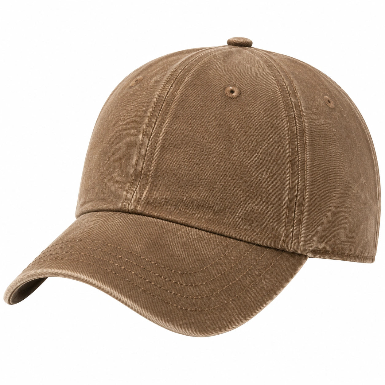 Casquette de baseball taille unique en tissu marron à visière courbée style décontracté