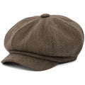 Casquette gavroche taille unique en tissu marron à chevrons style classique
