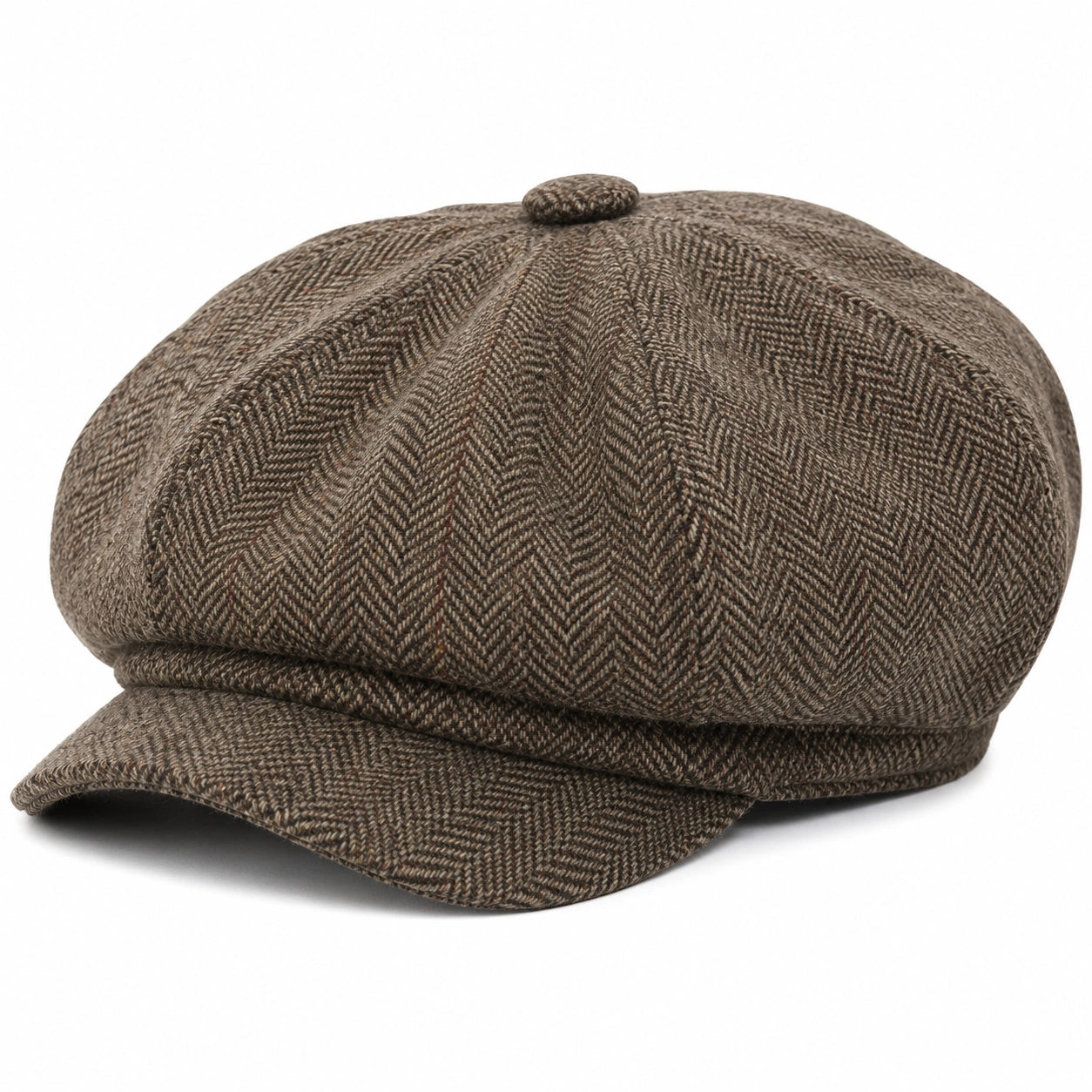 Casquette gavroche taille unique en tissu marron à chevrons style classique