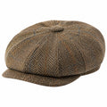 Casquette gavroche taille unique en tissu tissé marron style chevrons