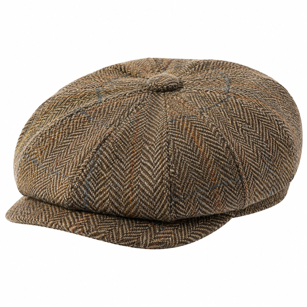 Casquette gavroche taille unique en tissu tissé marron style chevrons