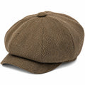 Casquette gavroche taille unique en tissu marron à chevrons style classique