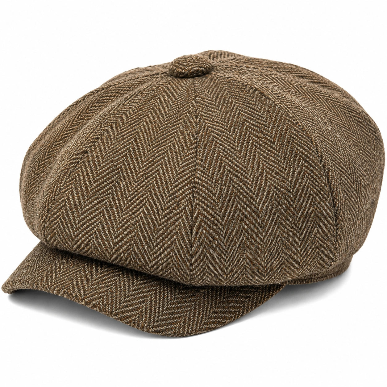 Casquette gavroche taille unique en tissu marron à chevrons style classique