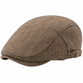 Casquette plate taille unique textile marron beige à chevrons réglable style classique