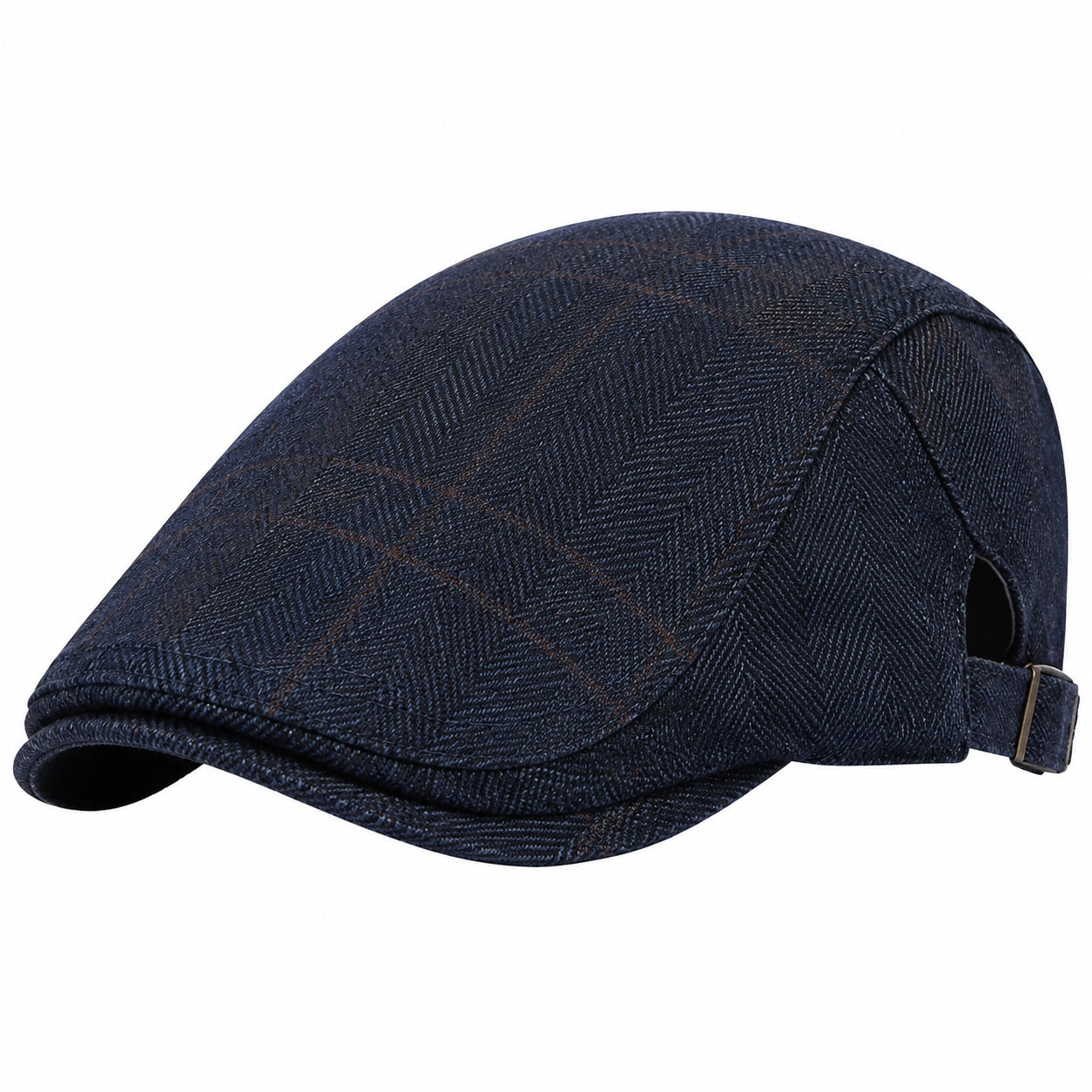 Casquette plate taille unique bleu marine motif chevrons réglable style classique