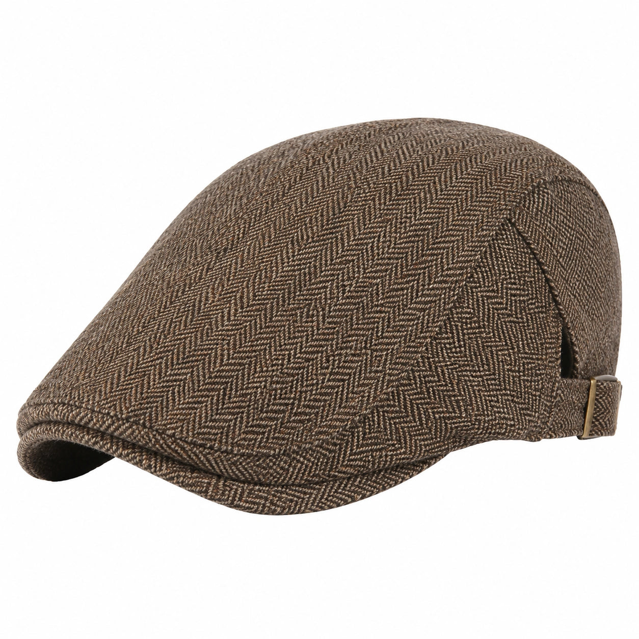 Casquette plate taille unique textile marron à chevrons réglable style classique