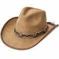 Chapeau cowboy taille unique effet suédine beige style western