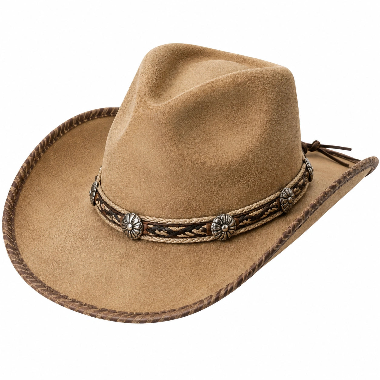 Chapeau cowboy taille unique effet suédine beige style western