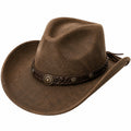 Chapeau cowboy taille unique marron aspect cuir style western