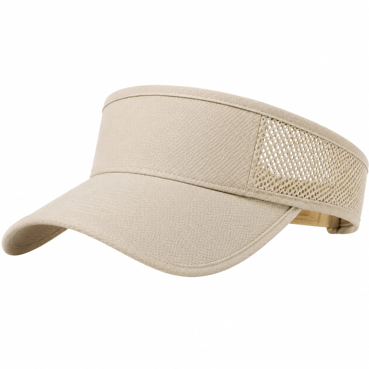 Visière unisexe taille unique en tissu beige avec maille respirante - réglable pour activités extérieures