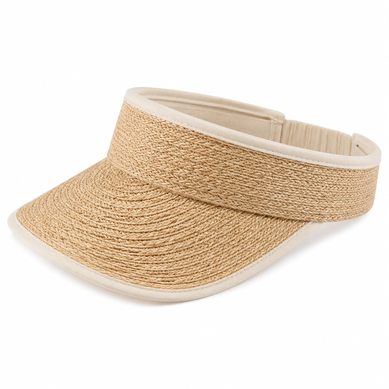Visière adulte taille unique en fibre tressée beige - réglable style estival